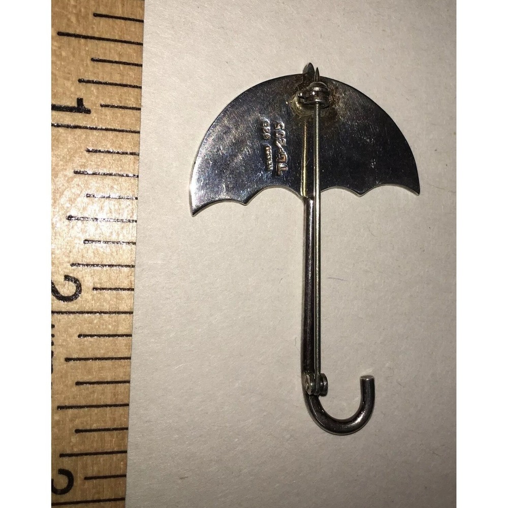 Golf Pin Multicolored Umbrella Sterling Silver Mexico Signed Arnold Palmer Style - Picture 3 of 6